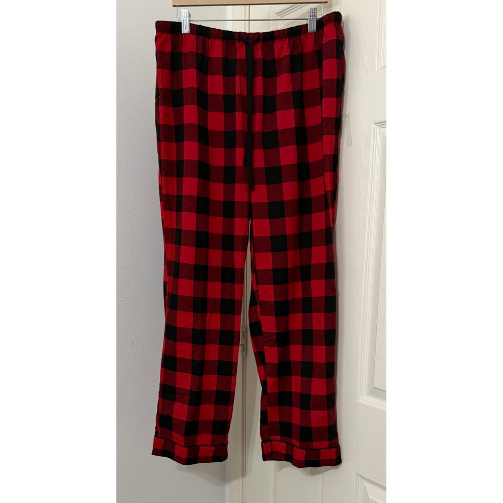Wondershop Women's sz L Buffalo Plaid Pajama Set Red Black Cotton Sleepwear Cozy - Picture 5 of 8